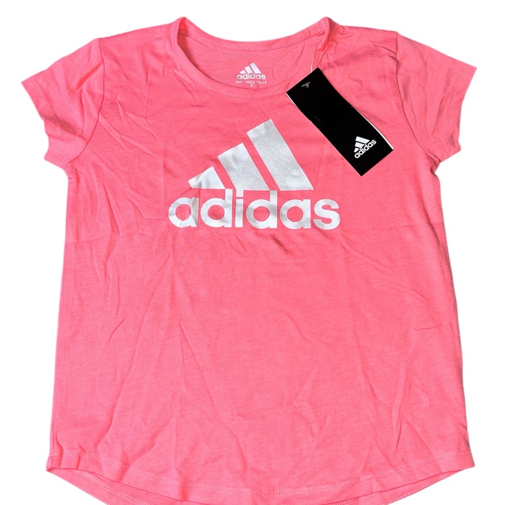 Adidas A Acid Red and Silver Short Sleeve Tee